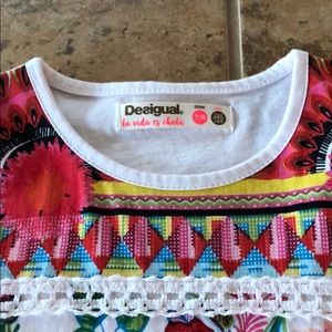 🌺 Desigual white floral print dress size 7/8